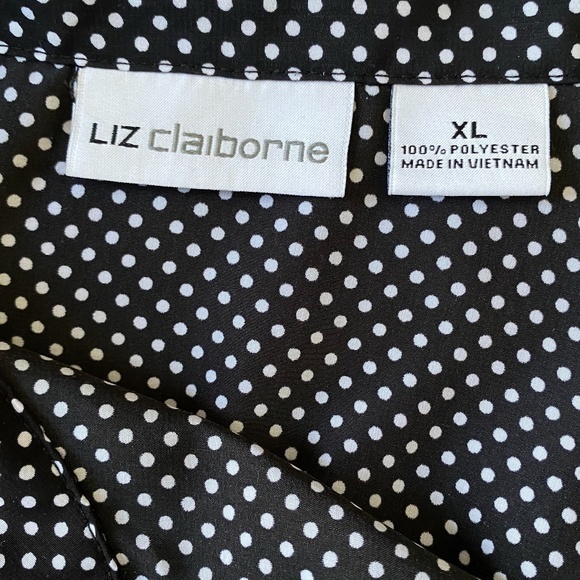 Liz Claiborne Polka Dot Button Down‎ Blouse Sz. XL - Picture 11 of 12